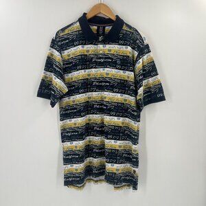 Phat Farm Polo Shirt Men's L Large Vintage Y2K Hip Hop AOP Graphic 100% Cotton